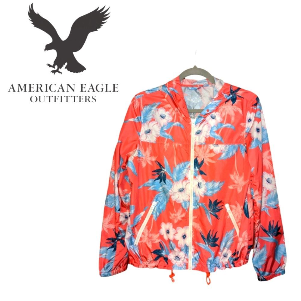 American Eagle Outfitters Pink Hibiscus Lightweight Jacket, Size Small